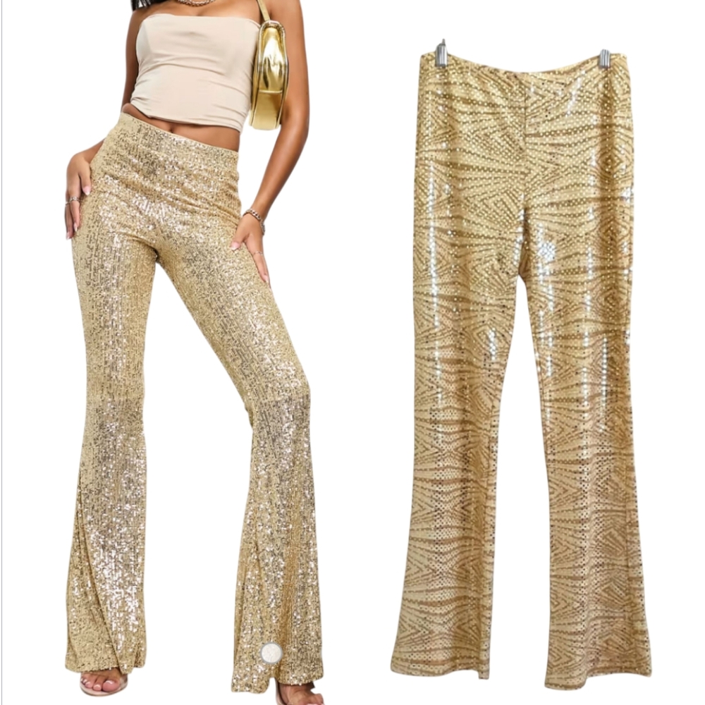 Hot Kiss Gold Sequin Pants. Size/M